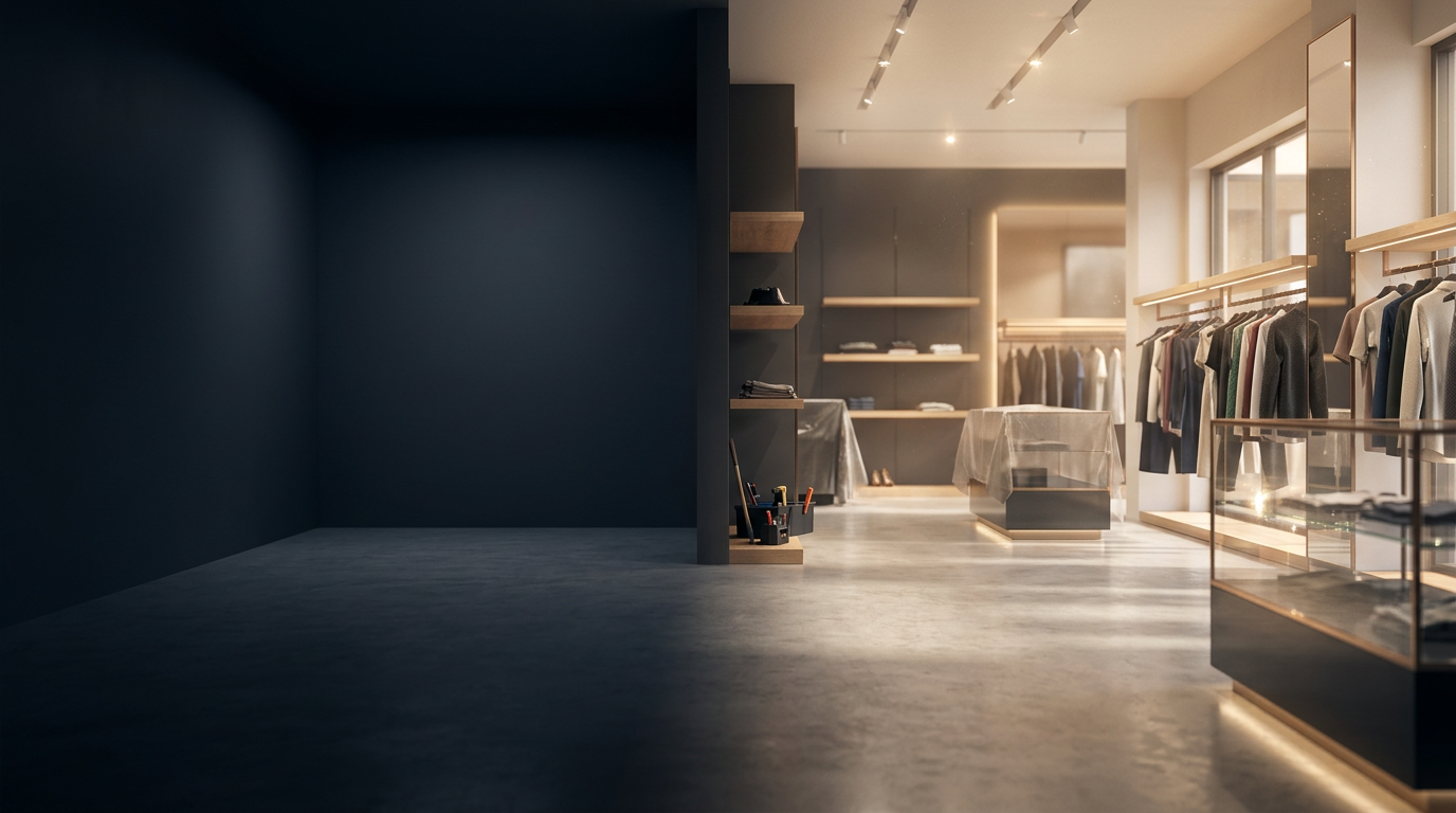 Commercial facility interior after a post-construction clean, polished floors and clear site ready for turnover